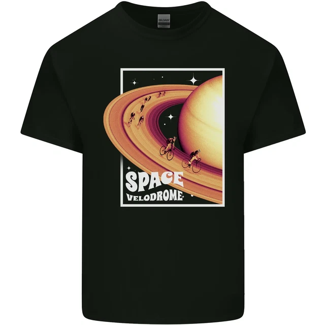 Space Velodrome Cycling Cyclist Bicycle Mens Cotton T-Shirt Tee Top