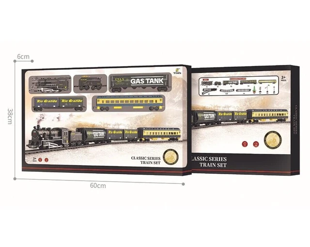 RETRO RAILROAD TRAIN Set with Sound & Light Steam Train