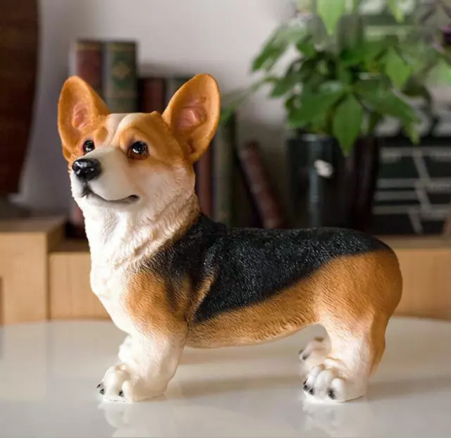 Cute Toys Puppy Mini Figurine Model Realistic Resin Mini Standing Corgi Dog