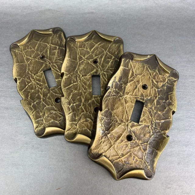 Set Of 3 Vintage Amerock Decorative Metal Light Switch Plate Covers Brass
