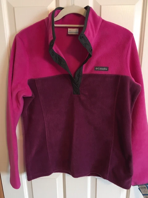 COLUMBIA THREE LAKES Colorblock Fleece Pullover Pink Purple 1 4 Snap Womens XS 23.41 PicClick UK