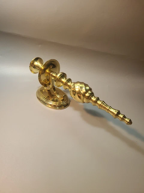 Solid Brass Twisted Candle Wall Sconce Pair Hollywood Regency Single