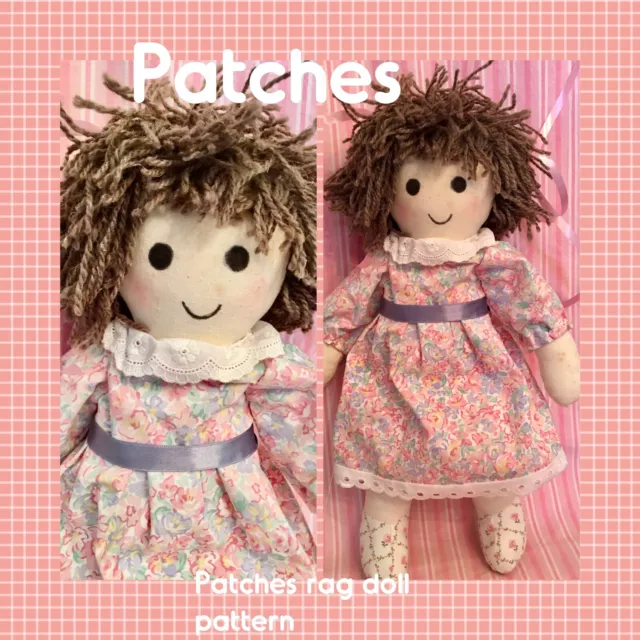 RAG DOLL & CLOTHES SEWING PATTERN & full instructions & FULL SIZE PATTERNS.