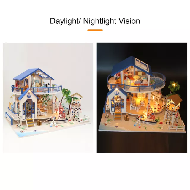 Miniature Kit Diy Dollhouse Wooden Doll House LED Diy House Kit Kids Toys 3