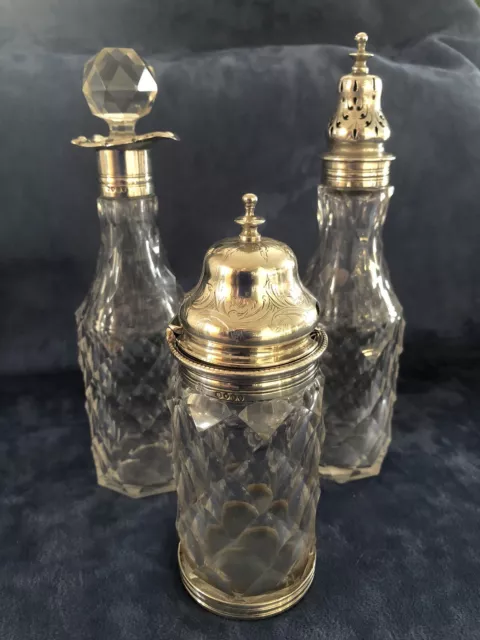 Vetro argento e tagliato 3 pezzi crudo Charles Thomas & George Fox Londra 1859