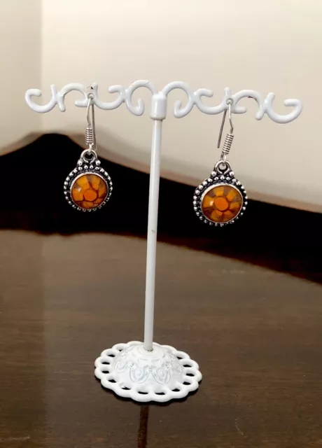 Murano Glass Italian Burnt Orange Earrings- Brand New