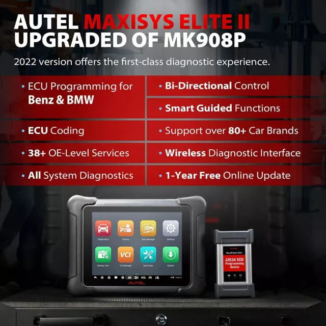 2023 AUTEL MaxiSYS ELITE II PK MS919 MS909 OBD2 Diagnóstico Programación ECU ES 3