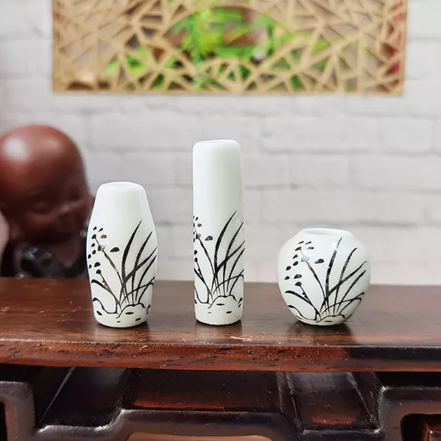 1Set Dollhouse Ceramic Orchid Vase Kitchen Toys Miniature Scene Decoration