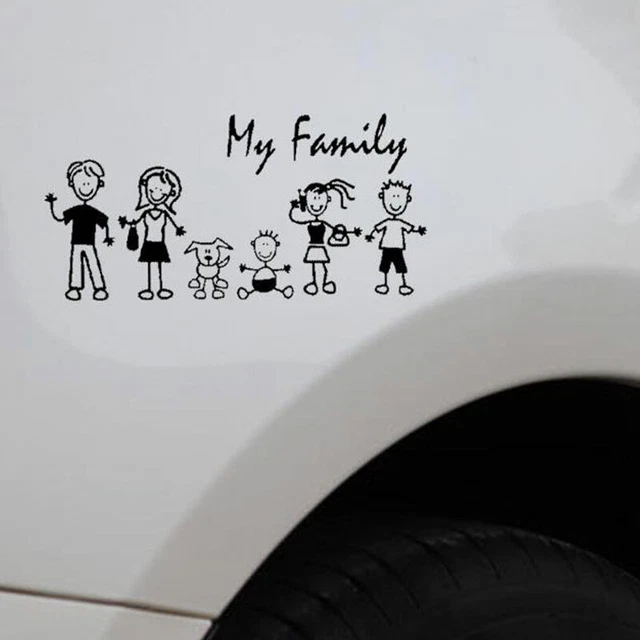 FAMILY CAR DECAL Window Sticker Stick Figure Kid Baby Cat Dog Pet