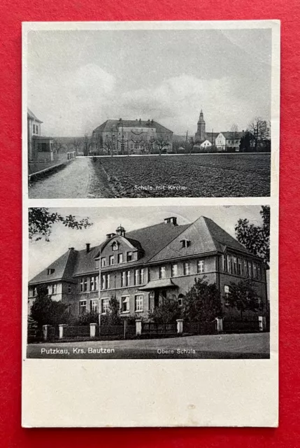 AK PUTZKAU um 1925 Schule mit Kirche   ( 126543