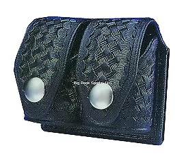 NEW! HKS 203M-BW Double Speedloader Case (Black) (Medium) (Basketweave)