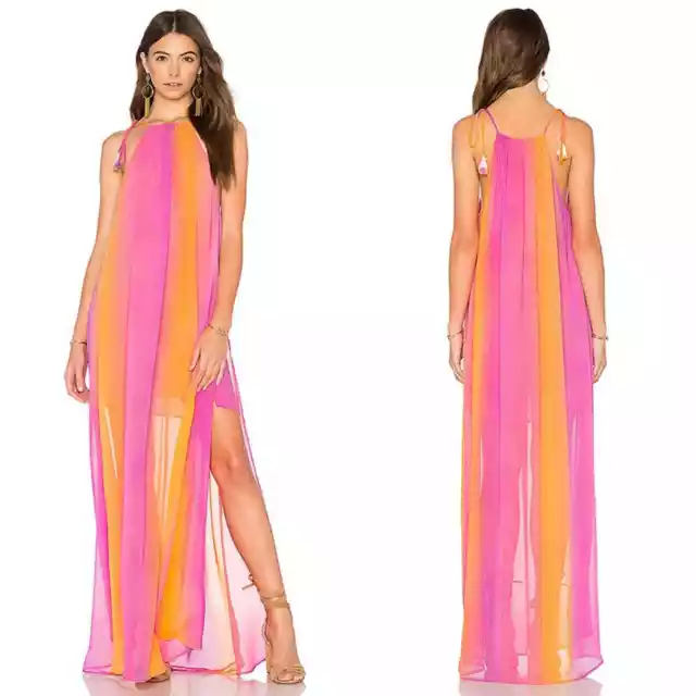 Show Me Your Mumu Rochester Maxi Dress in Rainbow Stripe Size M