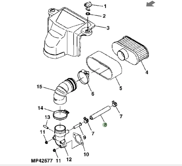 GENUINE JOHN DEERE X380 Ride On Mower Outer Air Filter Intake Pipe