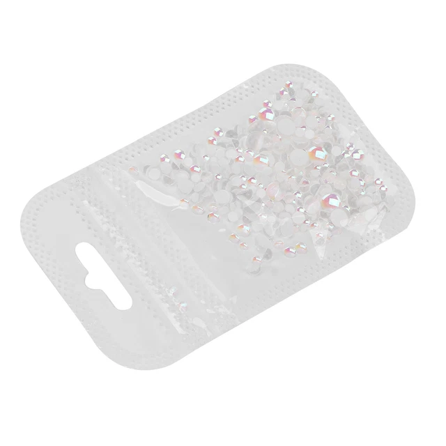 (white)300Pcs Nail Art Rhinestone Round Bead Mixed Size FlatBack Nail Crystals