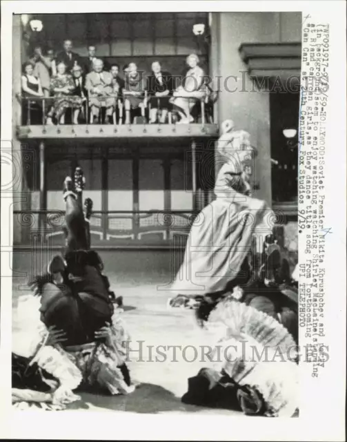 1959 Press Photo Premier Nikita Khrushchev watching Can Can Girls in Hollywood