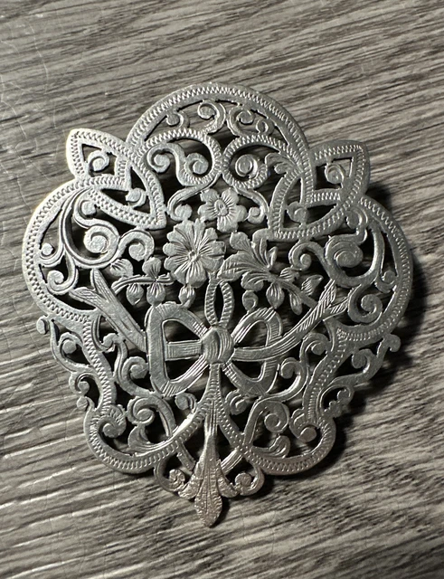 ANCIENNE BROCHE ART Nouveau 1900 Argent massif et Cristaux France