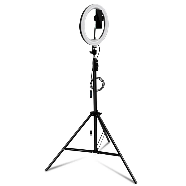 Ring Light 26cm 3 Lights with Rotating Phone Holder Adjustable Tripod