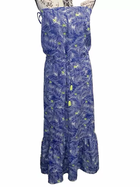 Vineyard Vines Martha’s Palm Print Ruffle Strapless Maxi Dress Sz Sm Resort EUC