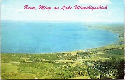Aerial view of Bena, Minnesota on Lake Winnibigoshish - Vintage chrome postcard