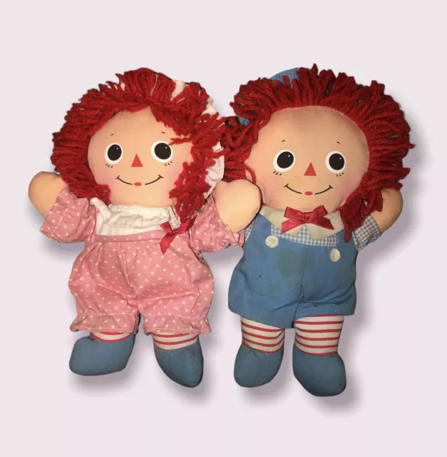 Vintage 1989 Baby Raggedy Ann Andy Pink Dolls by Playskool Stuffed Plush