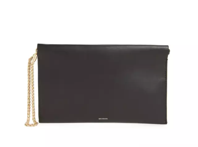 Skagen Black Leather Wristlet Women's Handbag L15039