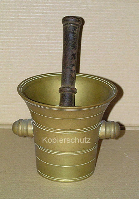 Bronze-Mörser mit Eisenstößel, etwas kleiner aber schwer, ca 2,2 Kg, um 1880 !!!