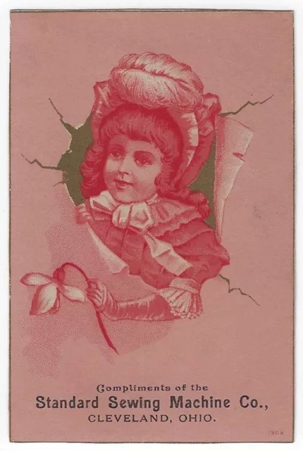 Vintage Trade Card  STANDARD SEWING MACHINE CO., Cleveland, Ohio, Young Girl