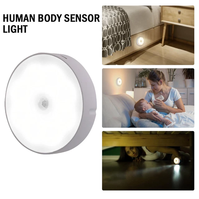 8 LED MOTION Sensor Wireless USB Night Light PIR Battery Cabinet Stair ...