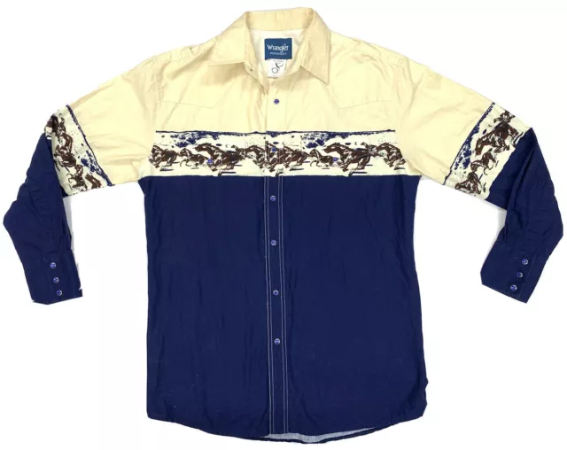 VINTAGE WRANGLER PEARL Snap Western Shirt Rodeo Horse Riding