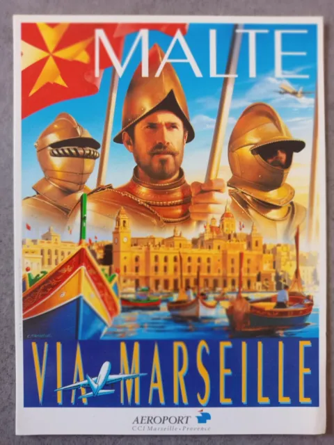 (CP114) Carte affiche Illustrateur  Malte Via Marseille