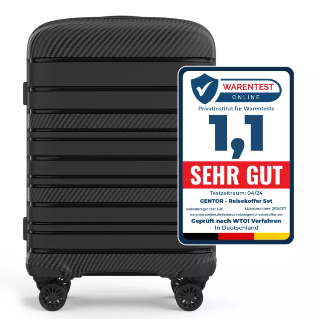 Handgepäck Reisekoffer Hartschale-koffer Koffer mit Rollen Trolley Schwarz in M