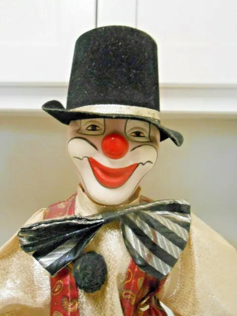 Vintage 1992 The Heritage Mint Ltd. 18" Porcelain Clown Doll with Stand