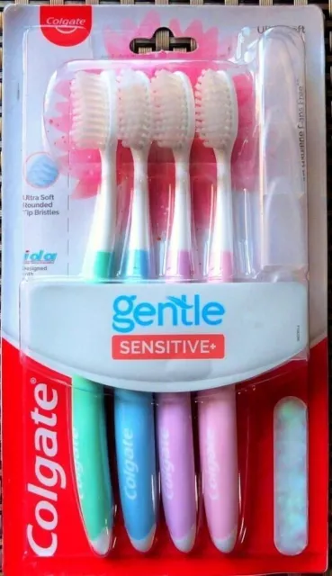 (Paquete de 4) Colgate Gentle Sensitive Cepillo de dientes para adultos con...