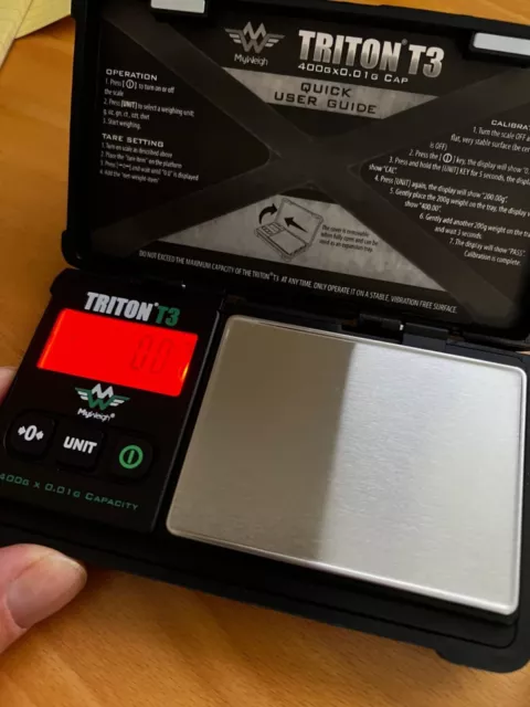 My Weigh T3-400 Triton T3 400 Gram x 0.01 Digital Pocket Scale Black UNT, NEW