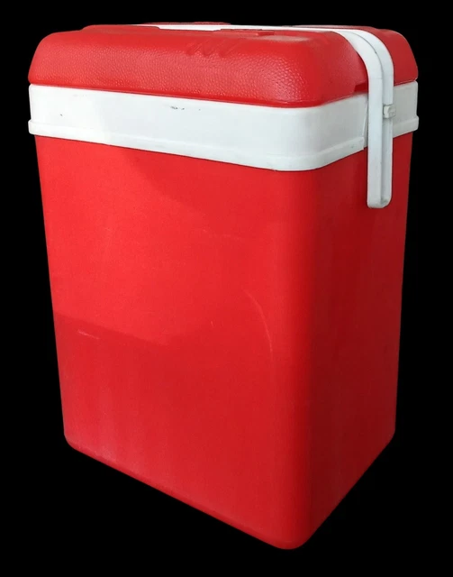 Ancienne Glacière Rouge En Vinyl – Rétro Vintage – Idéale Camping, Pique-nique, Plage