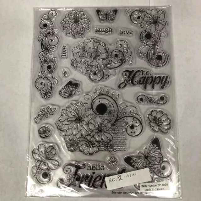 Hot Off The Press Flowers 20pc  Clear Unmounted Rubber Stamp Set 2013 HSN *NEW*