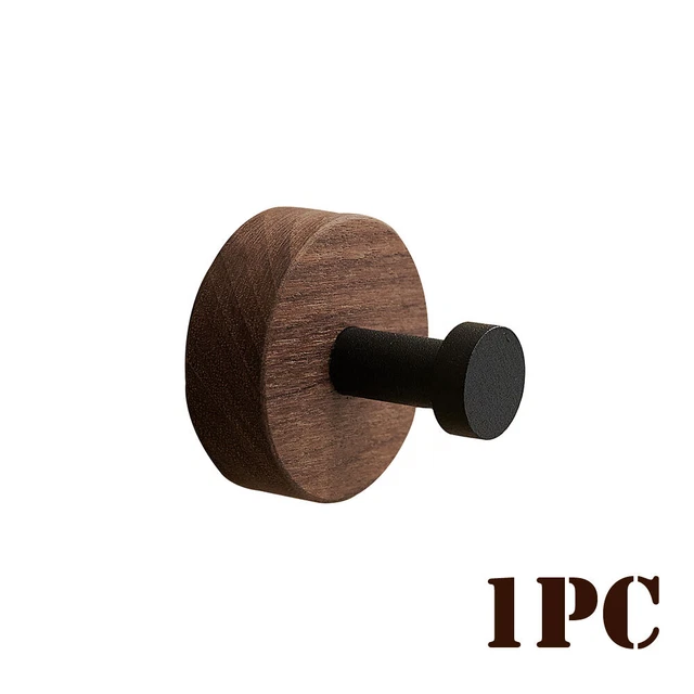 Simple Solid Wood Hook Walnut Hanging Hanger Bathroom Wall Bedroom Coat Hook