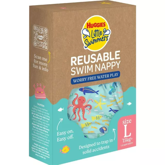 Huggies Little Swimmers Reusable Swim Nappy Size L 15kg+ New in box RRP  $30