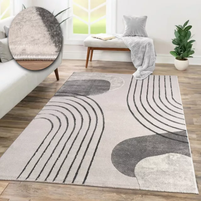 Modern Large Rug For Living Room Abstract Soft Pile Bedroom Rugs Grey Retro Mats