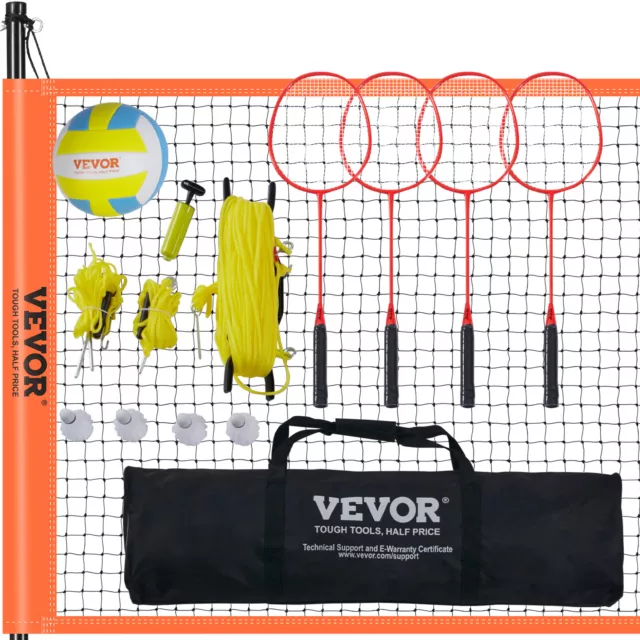 VEVOR Ensemble Combiné Volley-ball et de Badminton Filet Réglable en Hauteur