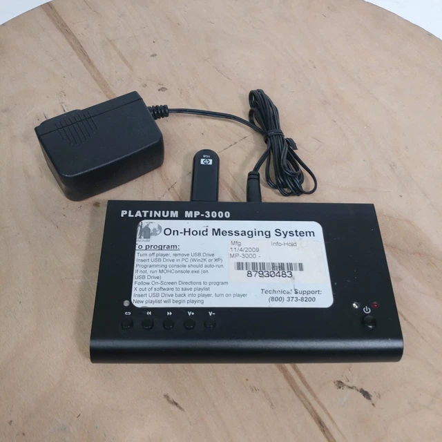 Platinum MP-3000 On-Hold Messaging System Digital Music Player w/ Power Supply