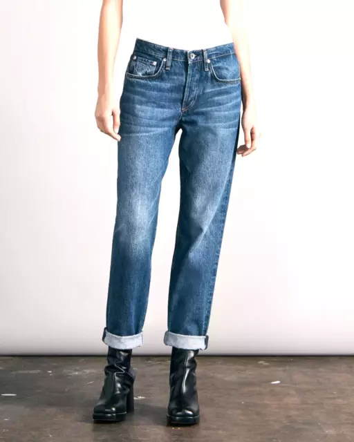 RAG & BONE ROSA MID-RISE BOYFRIEND JEANS stretch denim straight cropped sz 32