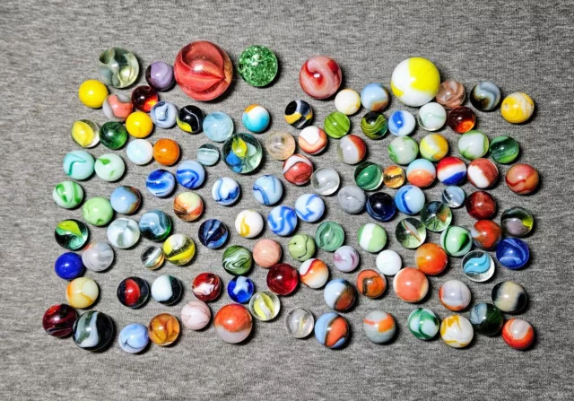 Vintage Marbles - Mixed Lot Estate Sale Find Swirls, Slags, Peewees, Shooters