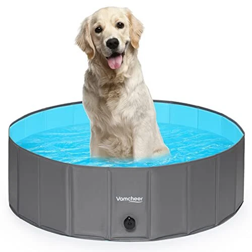 Piscina de remo plegable de plástico duro para perros Vamcheer con mejorada