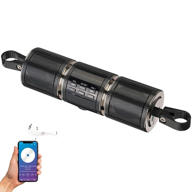Kemimoto Motorcycle Speaker Bluetooth Radio for 7/8-1.25 Handlebar Mount Waterpr