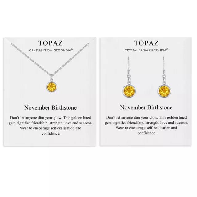 November (Topaz) Birthstone Necklace & Drop Earrings Set Created with Zircondia®