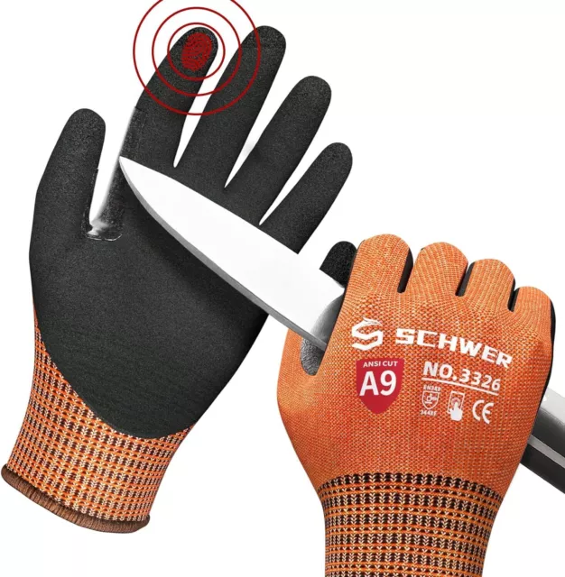 Schwer ProGuard Highest Level Cut Resistant Work Gloves PR3326 for Extreme Pr...