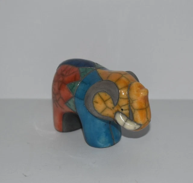 Raku Keramik Elefant Figur handbemalt Südafrika 3