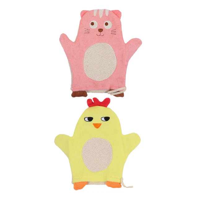 2 un. guantes de baño animales dibujos animados paños de lavado depuradores de baño bebés