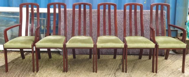 Vintage Mid Century Teak Meredew Set of Six (6) Dining Chairs